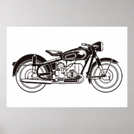 Zwart & wit klassieke motorfiets poster