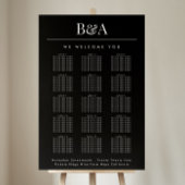 Zwart & Wit Klassieke Namen Bruiloft Zitkaarten Poster