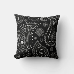 Zwart-wit klassieke paisley charme kussen