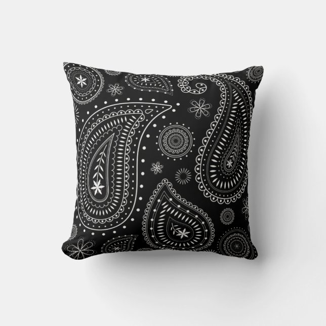 Zwart-wit klassieke paisley charme kussen (Voorkant)