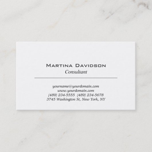 Zwart Wit Klassieke Plain Creatief Visitekaartje (Voorkant)