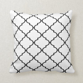 Zwart-wit Klassieke Quatrefoil Print Pillow Kussen