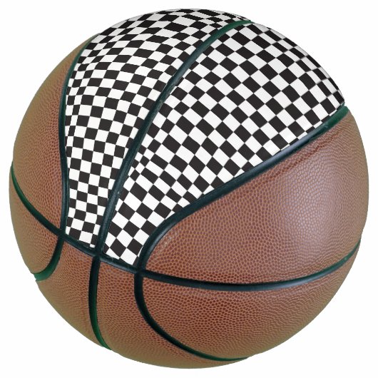 Zwart-wit Klassieke Retro Gecontroleerd Patroon Basketbal (Schuin)