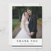 Zwart-wit klassieke typografie Fotobruiloft Bedankkaart (Voorkant)