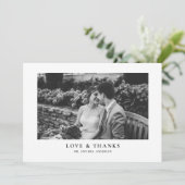 Zwart-wit klassieke typografie trouwkaart bedankkaart (Staand voorkant)