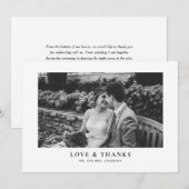 Zwart-wit klassieke typografie trouwkaart bedankkaart (Voorkant / Achterkant)
