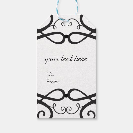 Zwart & Wit Klassieke Vintage Chic Bruiloft Cadeaulabel (Voorkant)