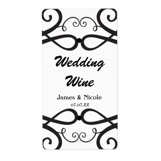 Zwart & Wit Klassieke Vintage Chic Wijn Etiket (Voorkant)