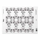 Zwart & Wit Klassieke Vintage Chic Wijn Etiket (Full Sheet)