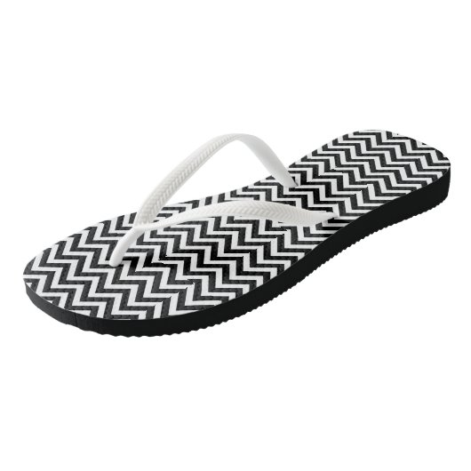 Zwart-wit Klein Grootte Chevron Strepen Teenslippers (Schuin)