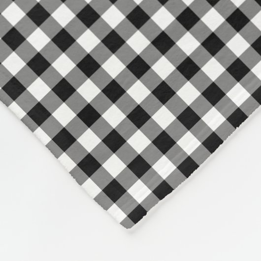 Zwart-wit Klein Grootte Gingham Checks Fleece Deken (Hoek)