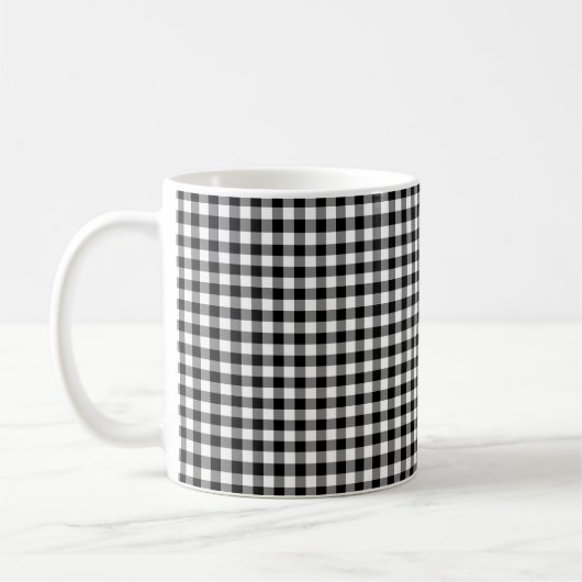 Zwart-wit Klein Grootte Gingham Checks Koffiemok (Links)