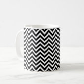 Zwart-wit Klein Horizontaal Chevron Patroon Koffiemok (Voorkant links)