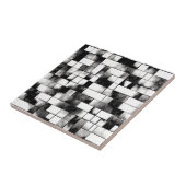Zwart wit klein modern geometrisch patroon tegel tegeltje (Zijkant)