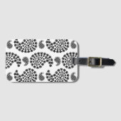 Zwart-Wit Klein Pootafdruk Paisley Patroon Bagagelabel (Voorkant (horizontaal))