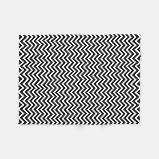 Zwart-wit Kleine Grootte Horizontale Chevron Fleece Deken (Voorkant (Horizontaal))