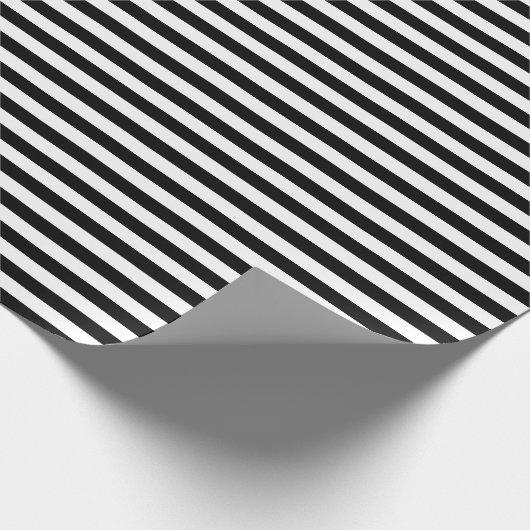 Zwart-wit Kleine Grootte Horizontale Strepen Cadeaupapier (Hoek)