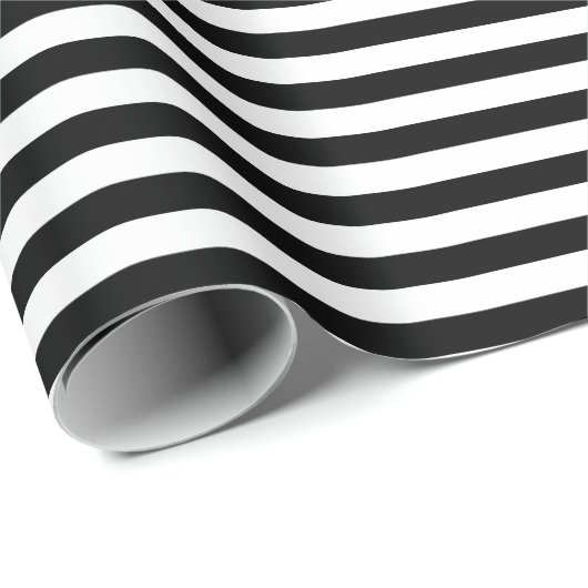 Zwart-wit Kleine Grootte Horizontale Strepen Cadeaupapier (Rol Hoek)