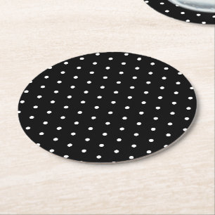 Zwart Wit Kleine Polka stippen Ronde Kartonnen Onderzetter