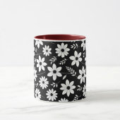 Zwart-wit kleur bloemvorm mok cup (Midden)
