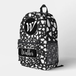 Zwart-wit kleur - Initiaal naam & monogram Bedrukte Rugzak