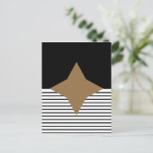 Zwart wit kleurenblok en bruin diamant briefkaart (Staand voorkant)