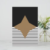 Zwart wit kleurenblok en bruin diamant briefpapier (Staand voorkant)