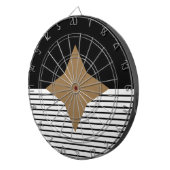 Zwart wit kleurenblok en bruin diamant dartbord (Voorkant Rechts)