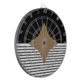 Zwart wit kleurenblok en bruin diamant dartbord (Voorkant Links)