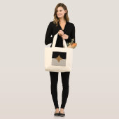 Zwart wit kleurenblok en bruin diamant grote tote bag (Voorkant (model))