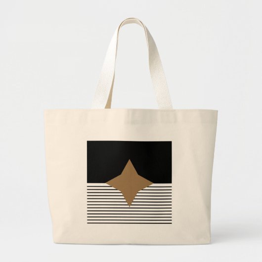 Zwart wit kleurenblok en bruin diamant grote tote bag (Voorkant)