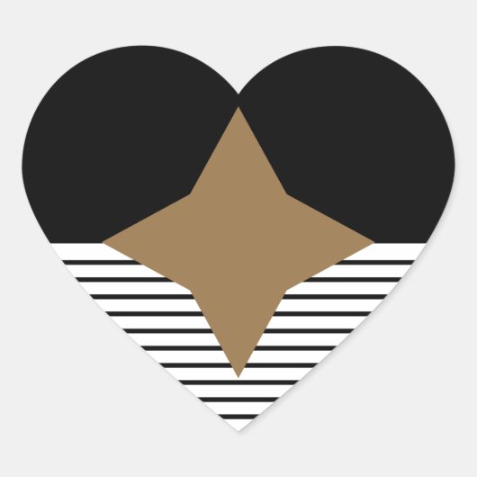 Zwart wit kleurenblok en bruin diamant hart sticker (Voorkant)