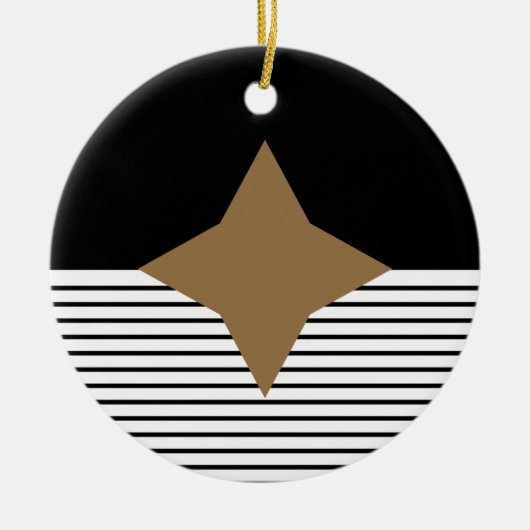 Zwart wit kleurenblok en bruin diamant keramisch ornament (Voorkant)