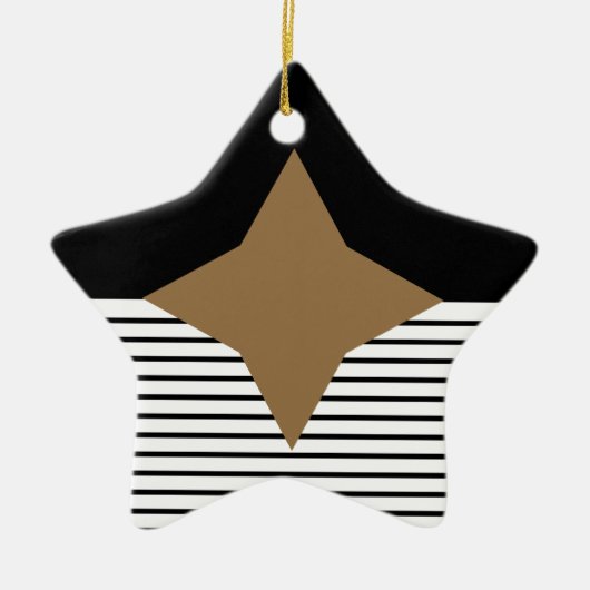 Zwart wit kleurenblok en bruin diamant keramisch ornament (Voorkant)