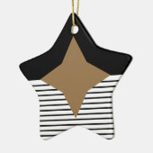 Zwart wit kleurenblok en bruin diamant keramisch ornament (Links)