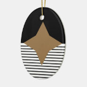 Zwart wit kleurenblok en bruin diamant keramisch ornament (Links)