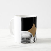 Zwart wit kleurenblok en bruin diamant koffiemok (Voorkant links)