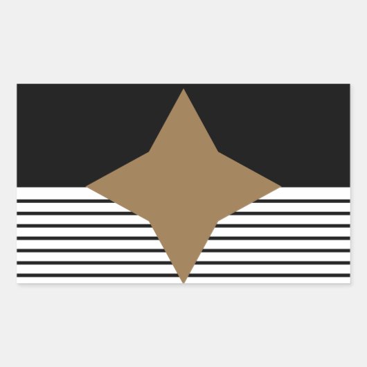 Zwart wit kleurenblok en bruin diamant rechthoekige sticker (Voorkant)