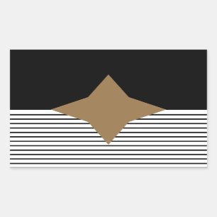 Zwart wit kleurenblok en bruin diamant rechthoekige sticker