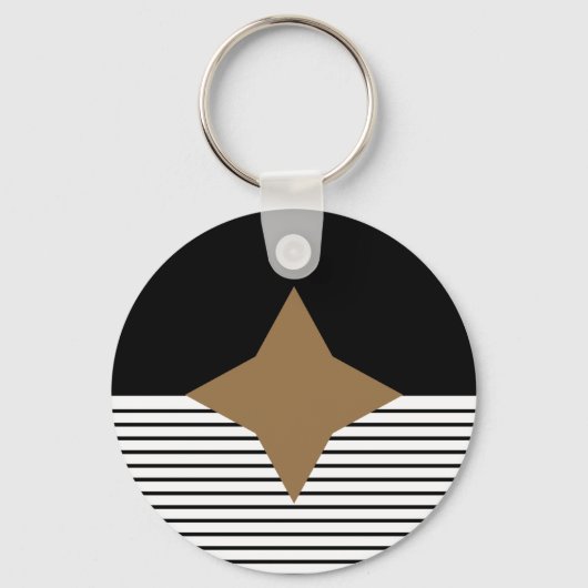 Zwart wit kleurenblok en bruin diamant sleutelhanger (Voorkant)