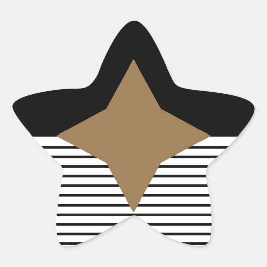 Zwart wit kleurenblok en bruin diamant ster sticker (Voorkant)
