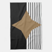 Zwart wit kleurenblok en bruin diamant theedoek (Verticaal)
