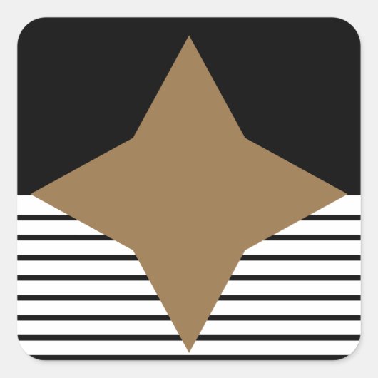 Zwart wit kleurenblok en bruin diamant vierkante sticker (Voorkant)