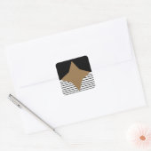 Zwart wit kleurenblok en bruin diamant vierkante sticker (Envelop)