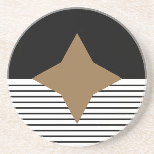 Zwart wit kleurenblok en bruin diamant zandsteen onderzetter