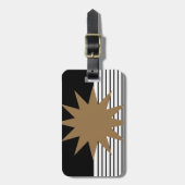 Zwart wit kleurenblok en bruine zon bagagelabel (Voorkant verticaal)
