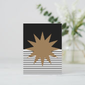 Zwart wit kleurenblok en bruine zon briefkaart (Staand voorkant)