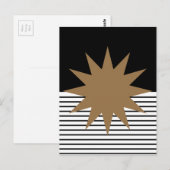 Zwart wit kleurenblok en bruine zon briefkaart (Voorkant / Achterkant)