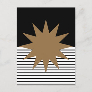 Zwart wit kleurenblok en bruine zon briefkaart