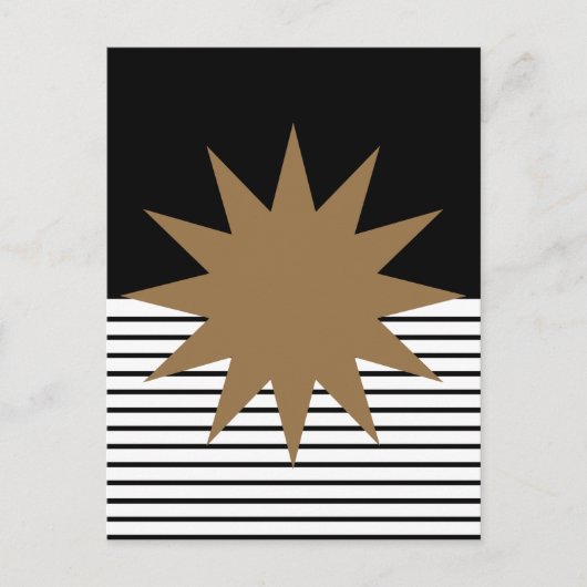 Zwart wit kleurenblok en bruine zon briefkaart (Voorkant)